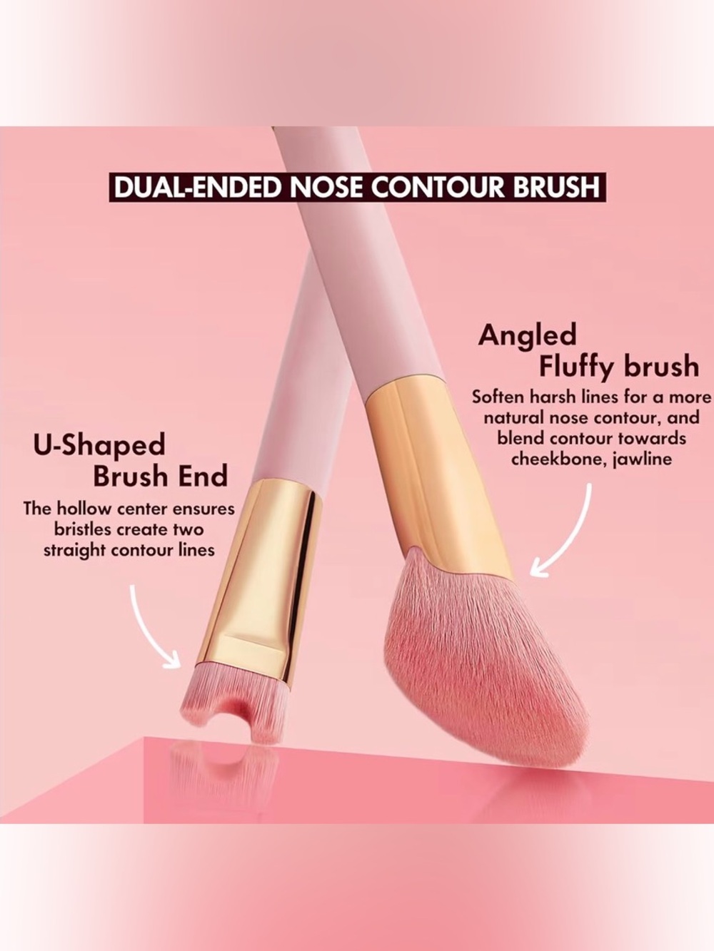 Nose Contour Dual-Ended Sculpting Brush - Pink 2 in 1 nwt - Picture 6 of 8